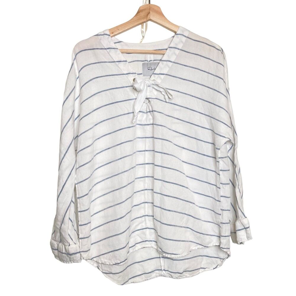 Rails Lily Positano Stripe Tunic Top Xs Linen Ray… - image 1